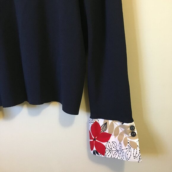 Alfred Dunner Retro 90s Button Up Two Fabric Cardigan - Picture 9 of 15